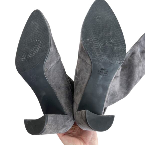 Stuart Weitzman Gray Suede Highland Over The Knee Boots Sz 10.5 - Picture 9 of 13